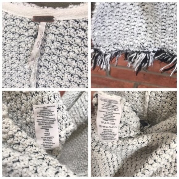 Free People Love Me Tender Hood Fringe Oversized Boho Cardigan Sweater Open Knit - Picture 14 of 16